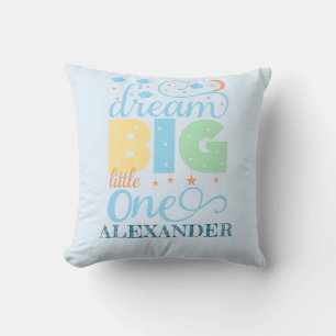 Träume Groß Kleiner Einer Blauer Baby Junge 1. Geb Kissen