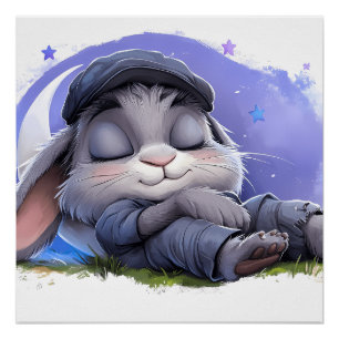 Träume groß, kleiner Hase – Schlafender Kaninchen- Poster