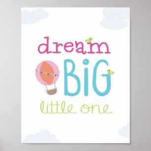 Träume groß Kleiner Heißluftballon Kinderzimmer Ku Poster