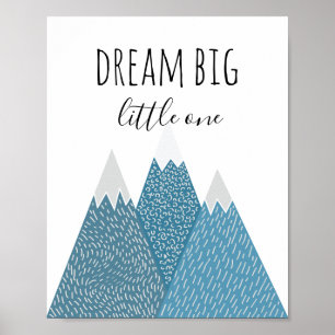 Träume groß, kleiner Schatz. Blaue Kinderzimmer-Ku Poster