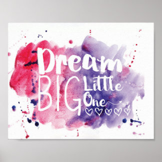 Träume groß, kleiner Schatz - pink/lila Poster