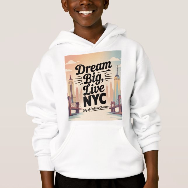 Träume groß, lebe NYC Hoodie (Vorderseite)