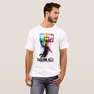 Träume groß   Lebendiger Basketball-Slam-Dunk-Farb T-Shirt