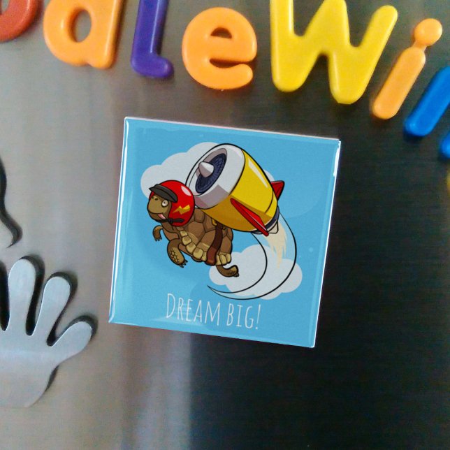 Träume groß! Motivierend dynamischer Tortoise-Cart Magnet (Von Creator hochgeladen)