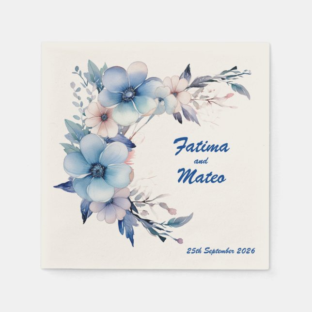 Träume in Blau: Personalisierte Hochzeiten von Nap Serviette (Vorderseite)