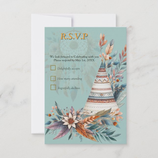 Träume in einem Bohemischen Thema RSVP Karte (Vorderseite)