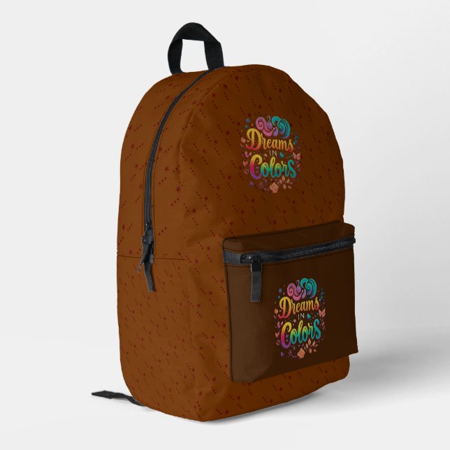 Träume in Farben Bedruckter Rucksack (Rückseitige Ecke links)