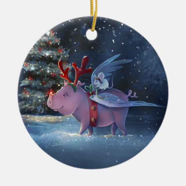 Träume kommen True Einzigartig Flying Foig Weihnac Keramik Ornament (Vorne)