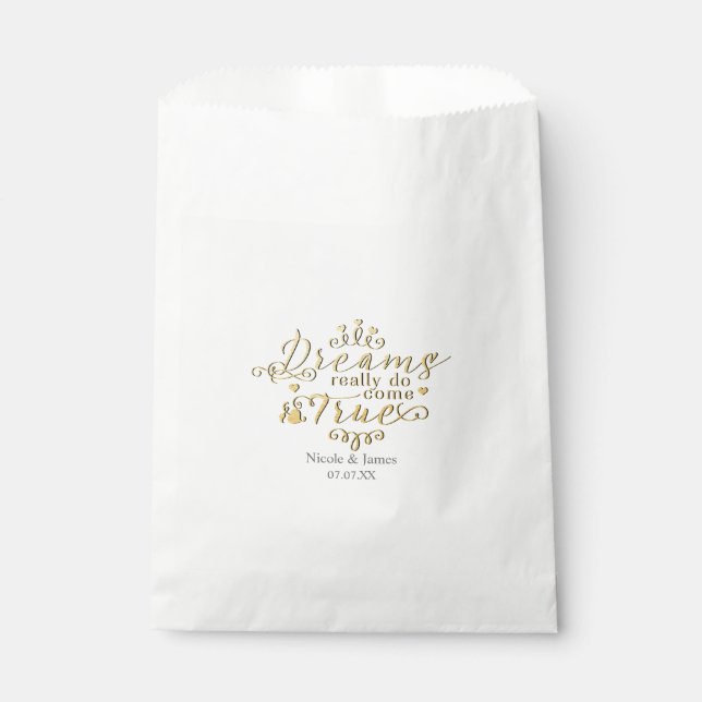 TRÄUME KOMMEN WIRKLICH ZU WAHREN Gold-Gastgeschenk Geschenktütchen (Vorderseite)