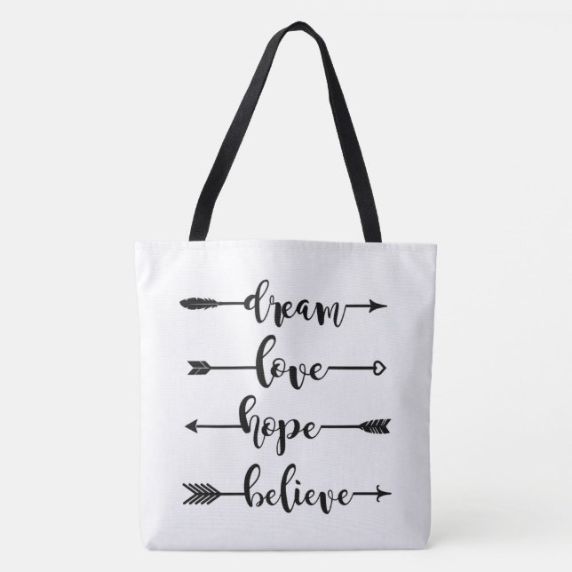 Träume Liebe Hoffnung glauben Pfeile Tasche (Vorderseite)