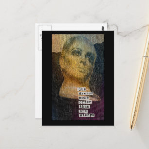 Träume öfter als sie schläft Frau Collage Postkarte