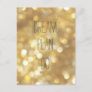 Träume. Plan. Empfohlen. Gold Bokeh Inspiration Zi Postkarte