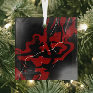 Träume und Albträume rotes abstraktes Fluid Art Ornament Aus Glas