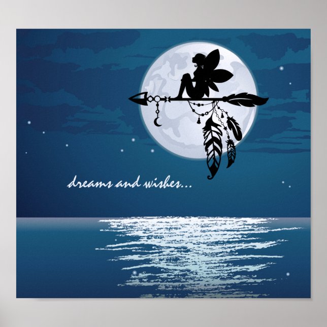 Träume und Wünsche ~ Vollmond, Fairy, Arrow Beach Poster (Vorne)