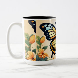 Träume vom Flattern: Der T - Shirt des Schmetterli Zweifarbige Tasse