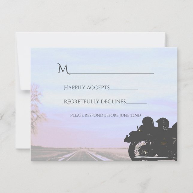 Träume von der Hochzeit von Motorrädern RSVP Karte (Vorderseite)