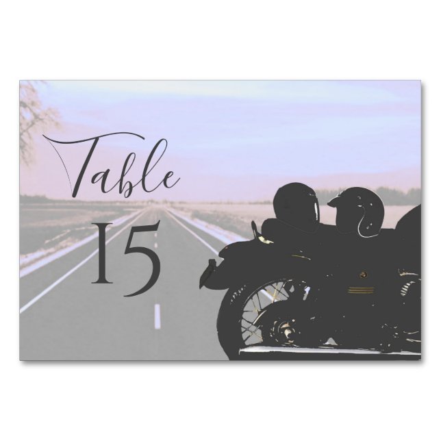 Träume von der Hochzeit von Motorrädern Tischnummer (Vorderseite)