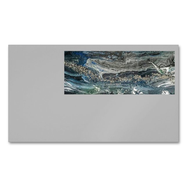 Träume von der Ocean'19 Acrylmalerei in Grau Magnetische Visitenkarte (Vorderseite)