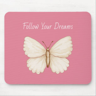 Träume von rosa weißen Schmetterlingen Mousepad