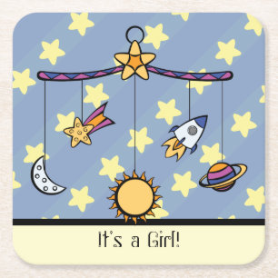 Träume von Space Mobile Baby Shower Paper Unterse Rechteckiger Pappuntersetzer