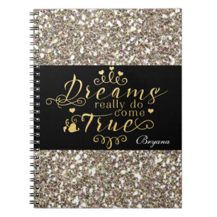 TRÄUME WERDEN WIRKLICH WAHR Gold Glitter Notizbuch Notizblock