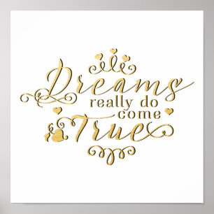 TRÄUME WERDEN WIRKLICH WAHR Gold-Typografie-Druck Poster