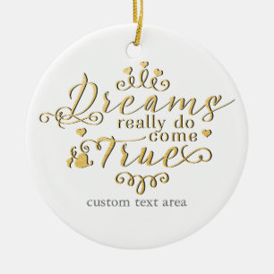 TRÄUME WERDEN WIRKLICH WAHR Goldene Prinzessinnen- Keramik Ornament