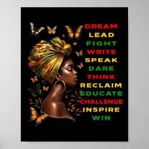 Träume wie eine schwarze Frau Martin Black History Poster