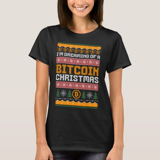 Träumen eines BITCOIN CHRISTMAS Imitats Strick Mus T-Shirt (Vorderseite)