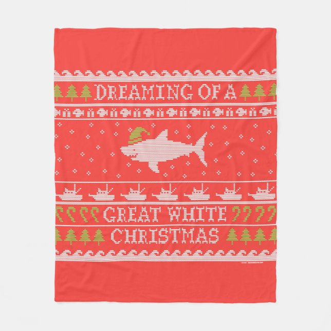 Träumen eines großen weißen Hais rosa Ugly Sweater Fleecedecke (Vorderseite)