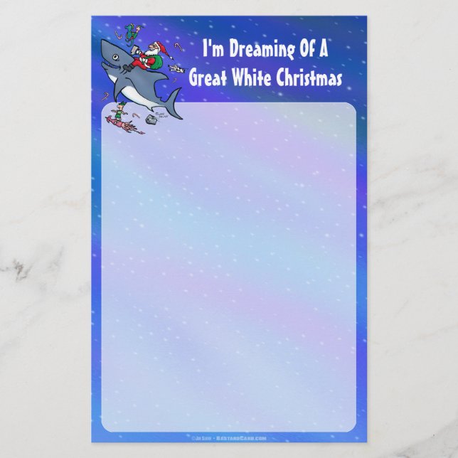 Träumen eines großen weißen Hais Weihnachten Briefpapier (Vorderseite)