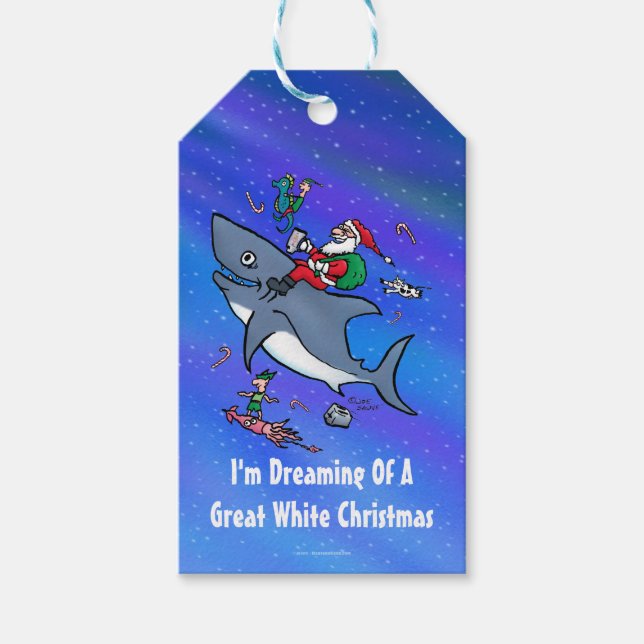 Träumen eines großen Weißen Hais Weihnachten Geschenkanhänger (Vorderseite)