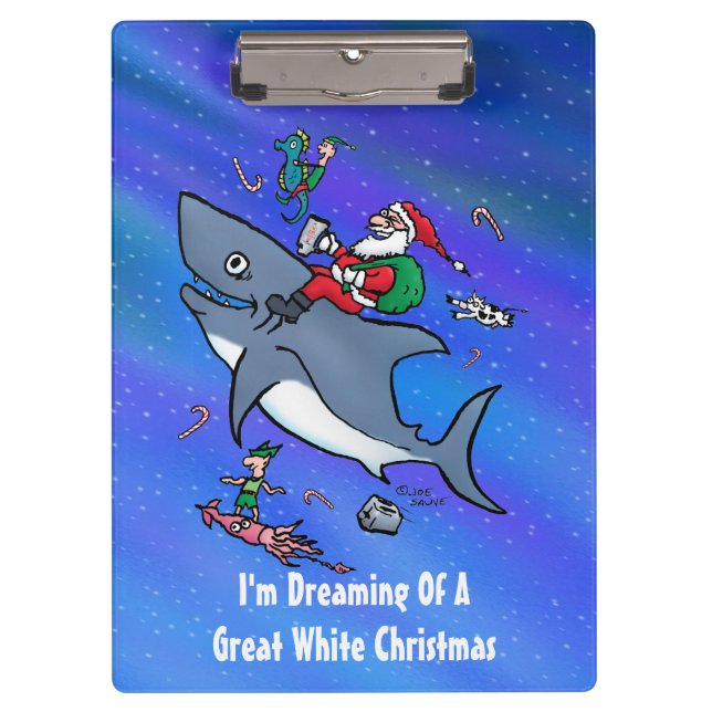 Träumen eines großen Weißen Hais Weihnachten Klemmbrett (Vorderseite)