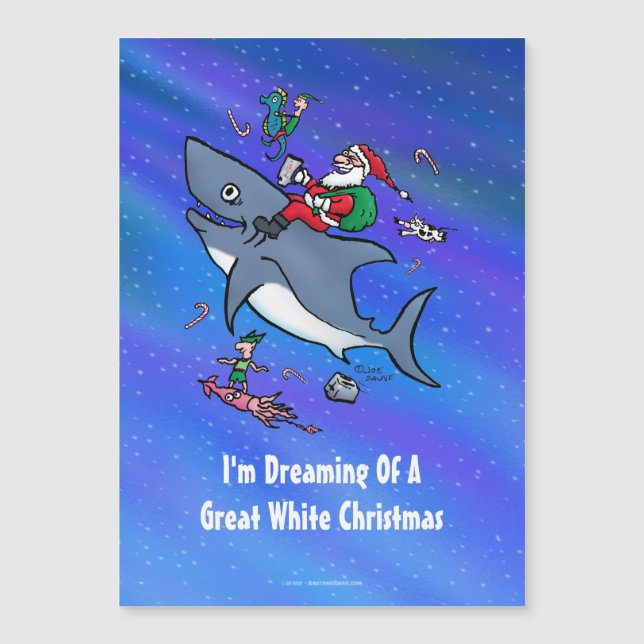 Träumen eines großen Weißen Hais Weihnachten Magnetkarte (Vorderseite)