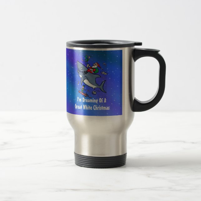 Träumen eines großen weißen Hais Weihnachten Reisebecher (Rechts)
