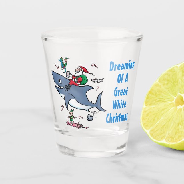 Träumen eines großen weißen Hais Weihnachten Schnapsglas (Vorderseite)