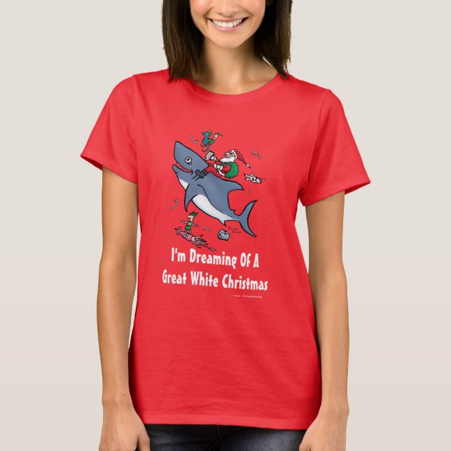 Träumen eines großen weißen Hais Weihnachten T-Shirt (Vorderseite)