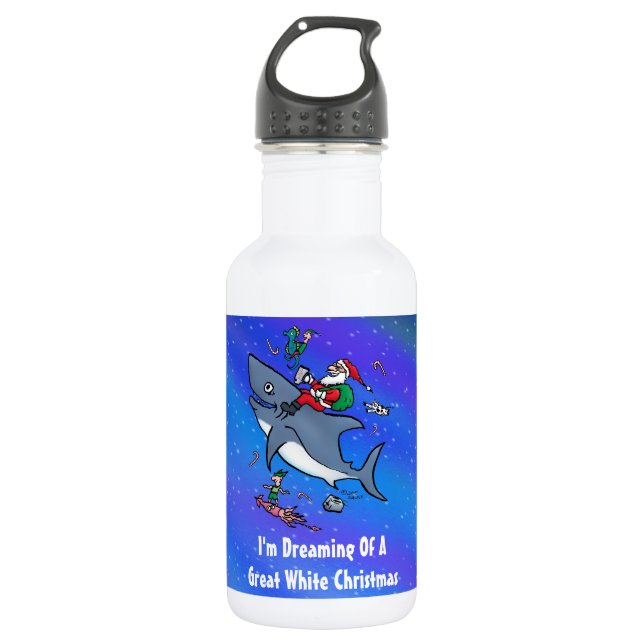 Träumen eines großen weißen Hais Weihnachten Trinkflasche (Vorderseite)