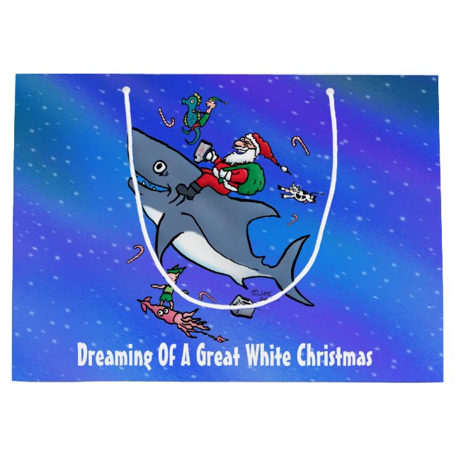 Träumen eines großen Weißen Hais Weihnachtsgewohnh Große Geschenktüte (Vorderseite)