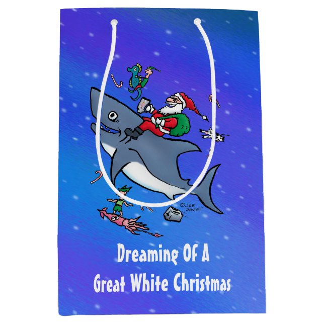 Träumen eines großen Weißen Hais Weihnachtsgewohnh Mittlere Geschenktüte (Vorderseite)