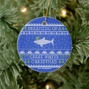 Träumen eines großen weißen Weihnachtsblauen h Keramik Ornament