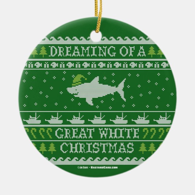 Träumen eines großen weißen Weihnachtskrauts Keramikornament (Vorne)