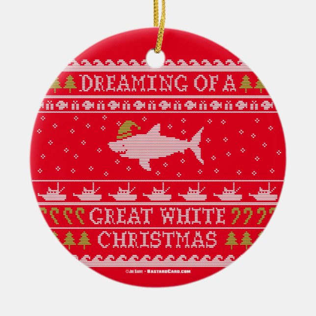 Träumen eines großen, weißen Weihnachtsrot-hässlic Keramik Ornament (Vorne)