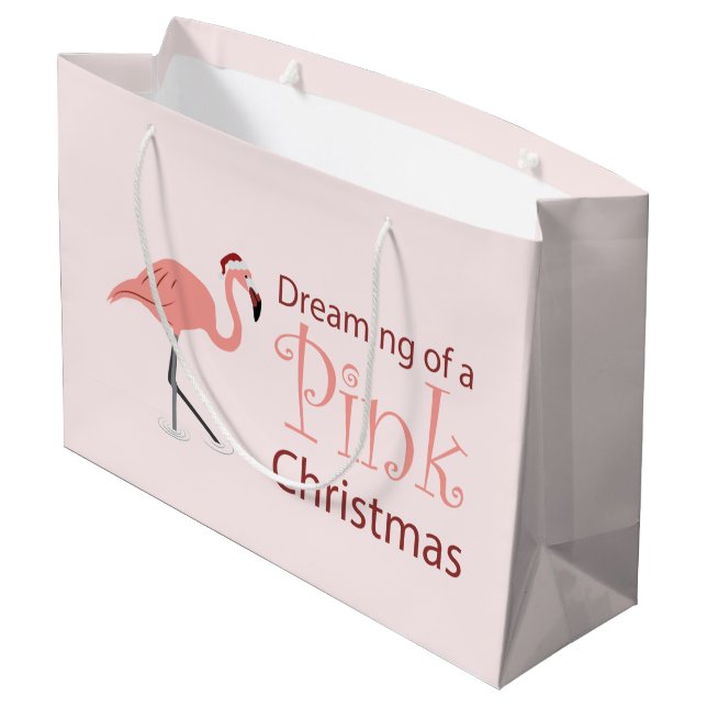 Träumen eines rosa Weihnachten - Große Geschenktas Geschenktüte (Rückseite Schrägansicht)