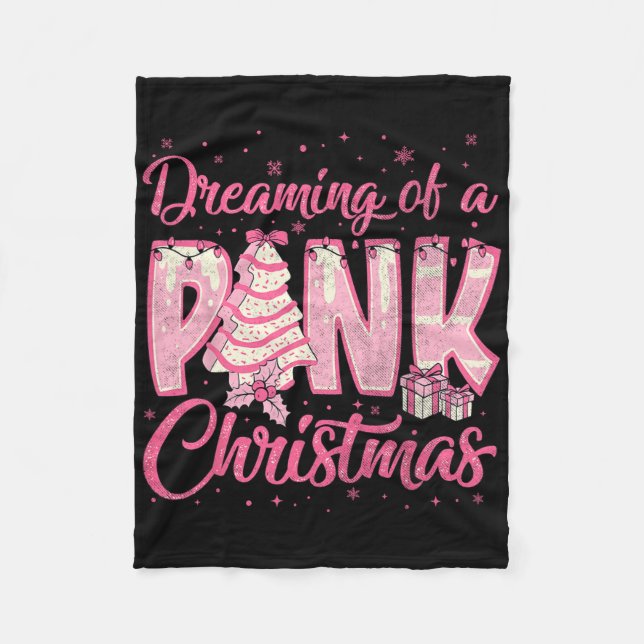 Träumen eines rosa Weihnachtsbaum Kuchen Funny Wei Fleecedecke (Vorderseite)