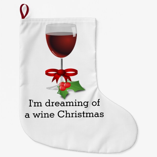 Träumen eines Wein-Weihnachtslustigen Großer Weihnachtsstrumpf (Vorderseite)