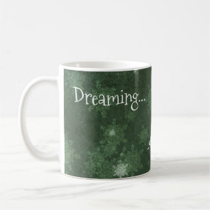 Träumen eines weißen Weihnachtsschneeflocken auf G Kaffeetasse