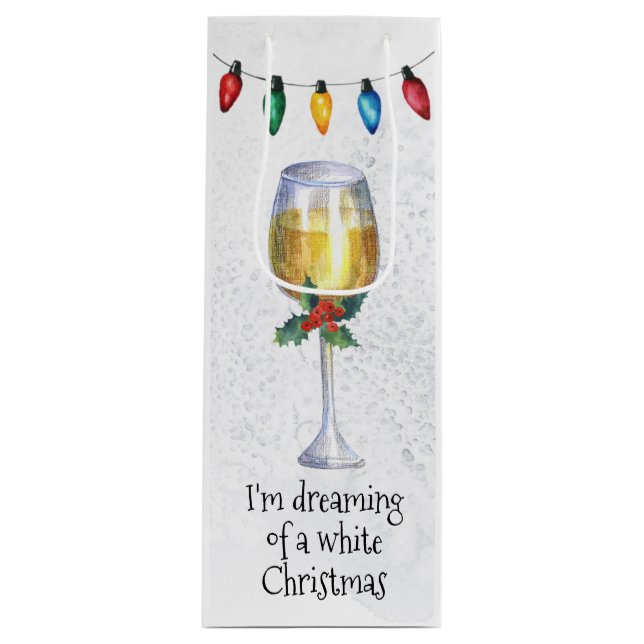 Träumen eines weißen Weihnachtsweins Lover Geschenktüte Für Weinflaschen (Vorderseite)