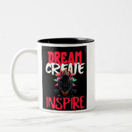 Träumen, erschaffen, inspiriert zweifarbige tasse