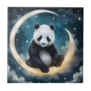 Träumen im Mondlicht: Pandas Celestial Serenade Fliese